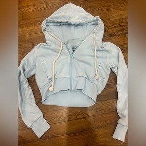 American Eagle Outfitters Blue Cropped Zip-Up Jacket